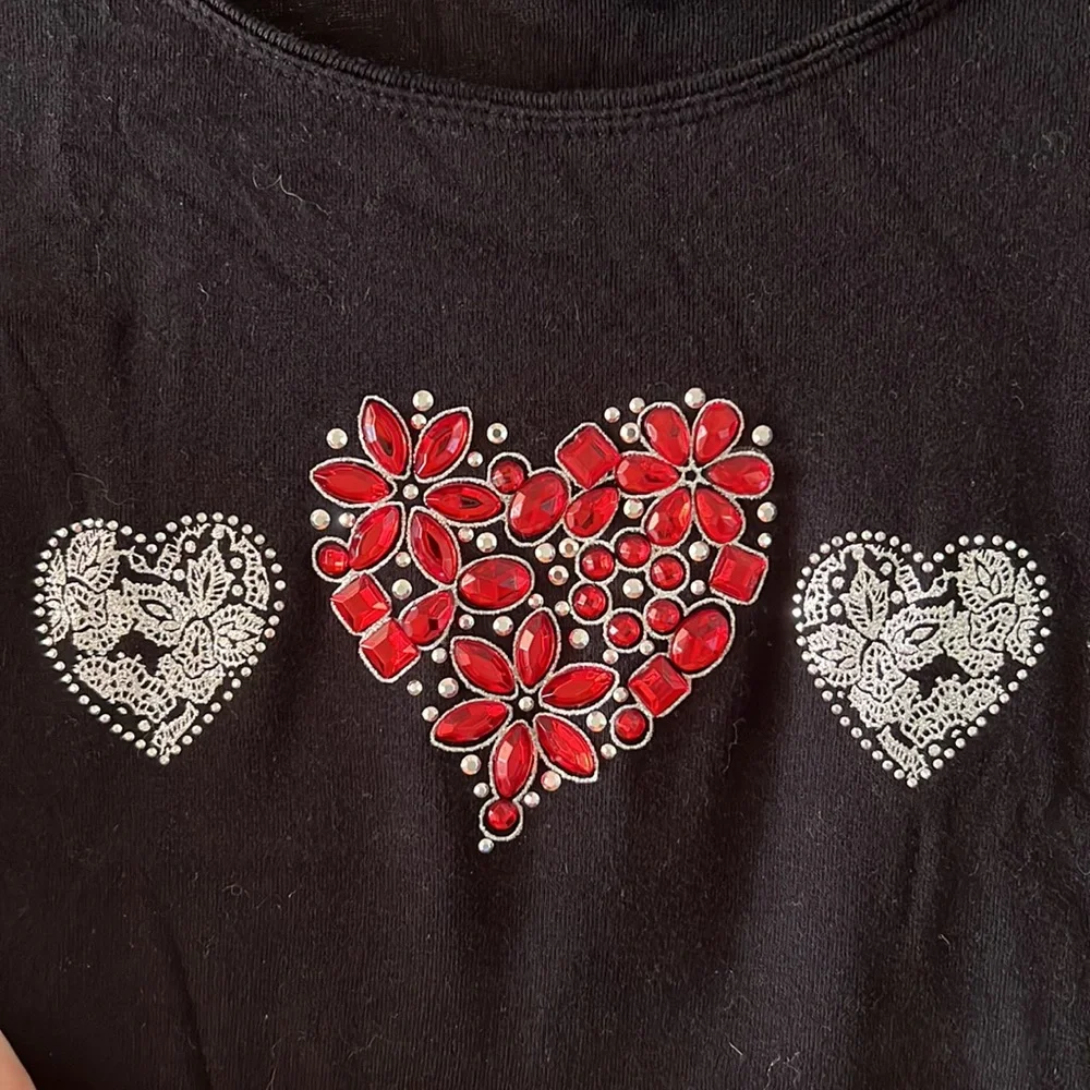 Karen Scott Heart Rhinestones Shirt, Great for Valentine’s Day_3